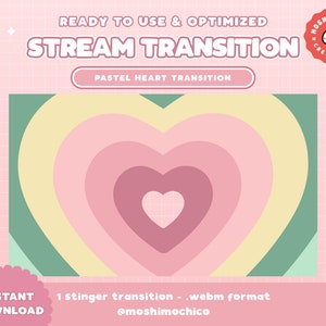 Twitch Stinger Transition - Soft Cottagecore Pastel Heart / Cute / Kawaii / Stream / Stream Setup / Love / Aesthetic / Scene Transition