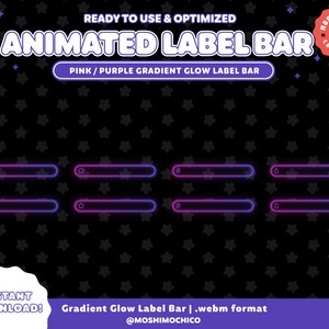 Gradient Glow Label Bar for Twitch / Animated Simple Aesthetic Overlay / Lofi / Stream Overlay / Setup / Custom / Glow / Custom / New Sub