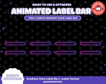 Gradient Glow Label Bar for Twitch / Animated Simple Aesthetic Overlay / Lofi / Stream Overlay / Setup / Custom / Glow / Custom / New Sub