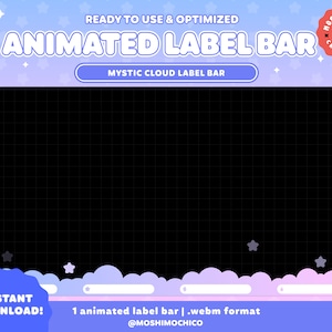 Animated Stream Label Bar / Simple Mystic Cloud Theme / Cute Aesthetic / Stream Overlay / Setup / Custom / Sky / Custom / Star