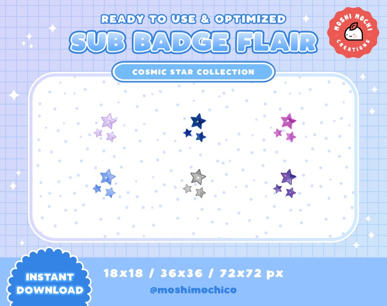 Cosmic Sparkle Star Kawaii Streamer Aesthetic Space Galaxy Twitch Sub Badge Flair