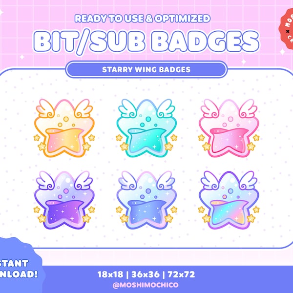 Galaxy Star Twitch Sub Badges / Bit Badges / Cosmic Sparkle Space Collection / Kawaii / Streamer / Starry Theme