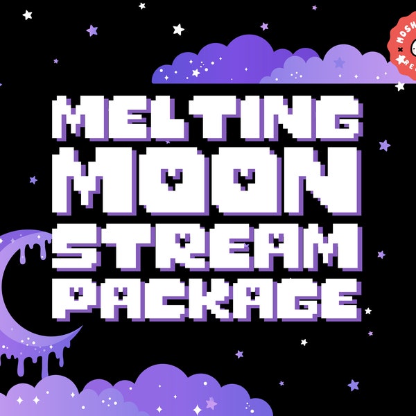 Twitch Stream Package - Spooky Melting Moon Overlay / Streamer Graphics / Kawaii / Streamer / Sparkle / Cloud / Star / Pastel / Aesthetic