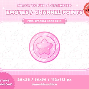 Star Coin Channel Point / Twitch Emote / Badges / Kawaii / Streamer / Pastel Pink / Streamer Graphics / Sky / Gamer / Sparkle