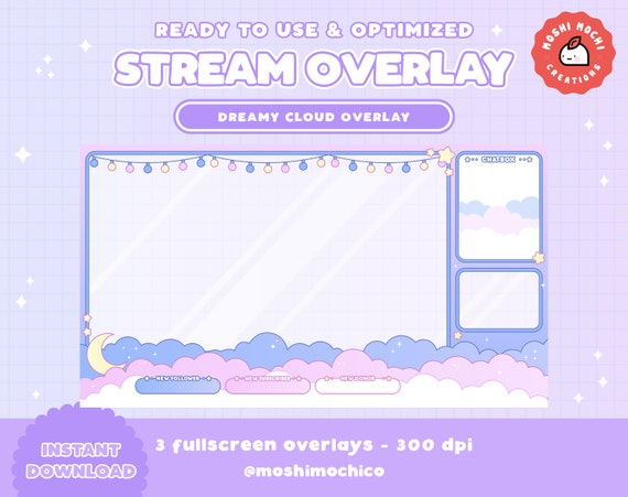 Twitch Dreamy Blue Magical Cloudy Sky Aesthetic (Instant Download
