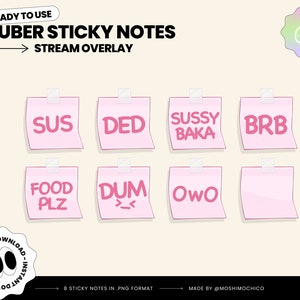 Pink Vtuber Sticky Note, Funny Stream Overlay, P2U Vtuber Stream Assets, Custom, PNGtuber, Streamer Setup, Cute Aesthetic, Cozy, Sus