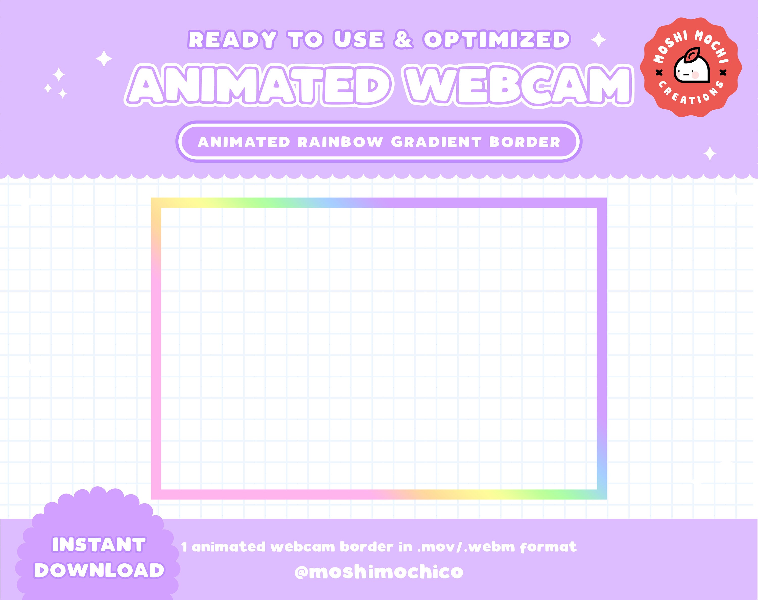 Twitch Animated Rainbow Webcam Border Frame / Stream Graphics / Kawaii / Streamer / Sparkle / Pastel / Aesthetic / Simple