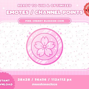 Twitch Pastel Pink Cherry Blossom Coin Emotes / Channel Points / Badges / Kawaii / Streamer / Flower / Streamer Graphics / Discord