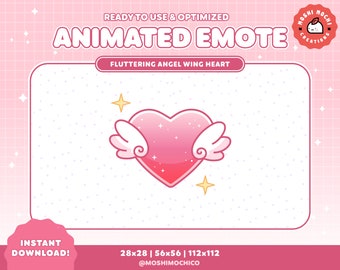 Animated Angel Wing Heart Emote / Twitch Badge / Cute / Kawaii / Pastel / Stream Setup / Streamer / Discord / Custom Animation