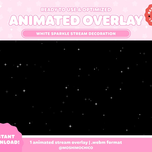 Animated Sparkle Stream Add-On / Stream Decoration / Calming Cute Aesthetic / Stream Setup / Overlay / Custom Vtuber Background / Pastel