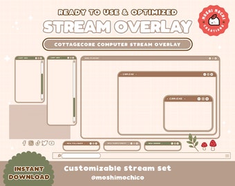 Twitch Cozy Cottagecore Computer Screen Stream Overlay Set / Kawaii / Forest Aesthetic / Webcam / Border / Simple / Custom / Streaming Setup