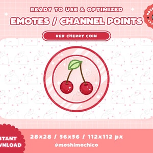 Twitch Cherry Fruit Coin Emotes / Channel Points / Badges / Kawaii / Streamer / Cute / Streamer Graphics / Discord / Pink