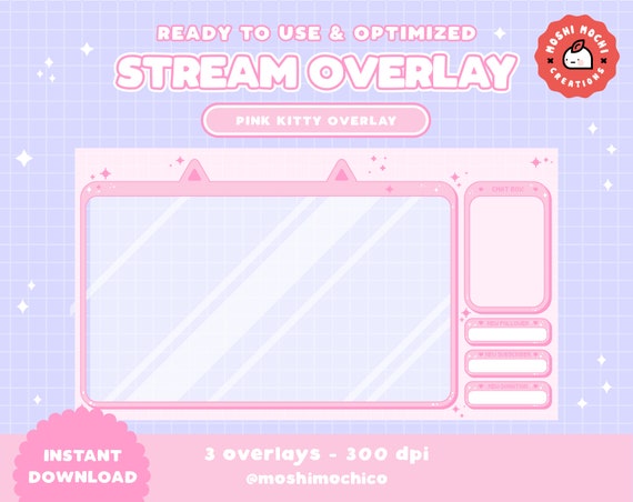 Cute Kawaii Overlay Screen - Pink