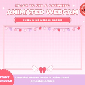 Twitch animerad änglavinge-webbkamerakant / Animerad kameraram / Gradientkant / Anpassad kamera / Stream-inställningar / Streamer / Överlagring