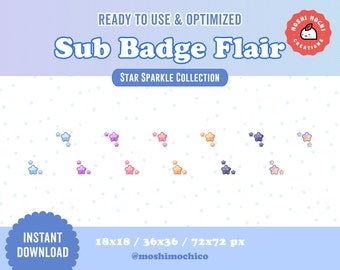 Twitch Sub Badge Flair - Cute Sparkle Star Collection / Kawaii / Streamer / Aesthetic / Gamer