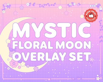 Mystic Stream Overlay Set for Twitch / Pastel Pink Floral Kawaii / Galaxy Aesthetic / Webcam / Border / Simple / Custom / Streaming Setup