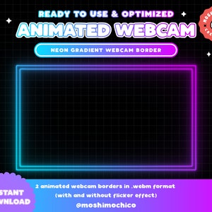 Twitch Animated Neon Webcam Border / Iridescent / Animated Camera Frame / Gradient Border / Custom Cam / Stream Setup / Streamer / Overlay