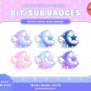 Twitch Sub Badges / Bit Badges / Mystic Pastel Sparkle Moon Collection / Floral / Kawaii / Streamer / Cloud / Galaxy / Pastel