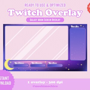 Twitch Cute Galaxy Moon Overlay / Streamer Graphics / Kawaii / - Etsy ...