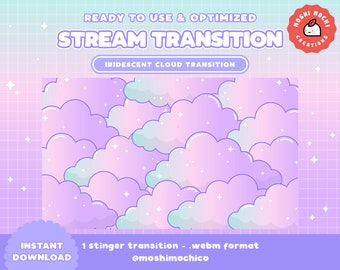 Stinger Transition For Twitch / Stream Transition / Iridescent Galaxy / Pastel Cloud / Cute Stream Setup / Kawaii / Overlay / Screen