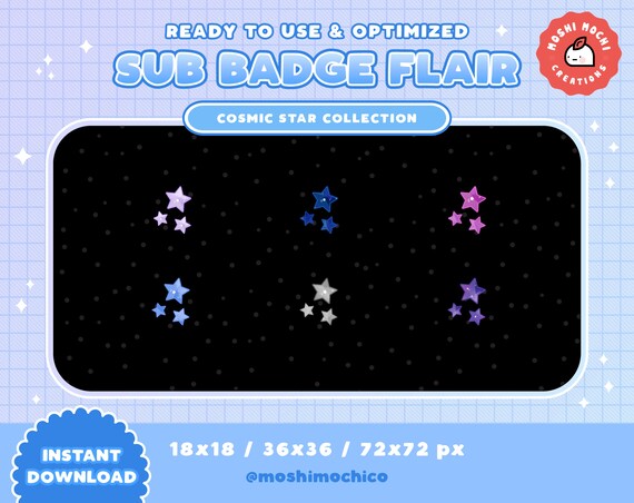 Cosmic Sparkle Star Kawaii Streamer Aesthetic Space Galaxy Twitch Sub Badge Flair