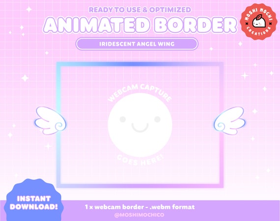 Iridescent Angel Wing Webcam Border for Twitch | Animated Camera Frame | Custom Gradient Cam | Custom Cam | Stream Setup | Overlay
