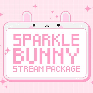 Twitch Stream Package - Cute White Sparkle Bunny / Streamer Graphics / Kawaii / Streamer / Sparkle / Pastel / Aesthetic / Overlay / Screen