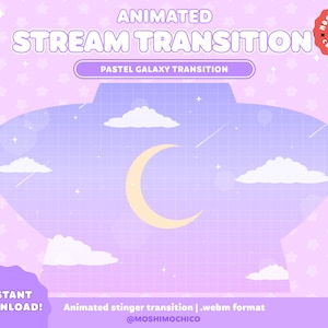 Galaxy Star Stinger Transition for Twitch, Custom Animated Overlay, Cute Video Transition, Cloud, Animated Stream Setup, Kawaii Aesthetic