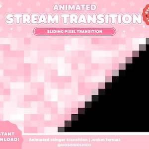 Transition Pink Pixel Stinger pour Twitch | | de transition de scène animée pastel | 8 bits | animés personnalisés | de configuration de flux Esthétique Kawaii