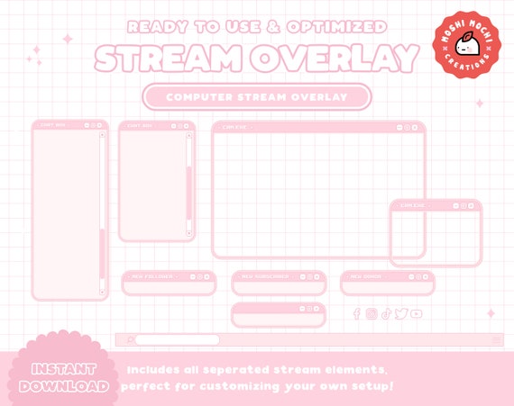 Cute Kawaii Overlay Screen - Pink