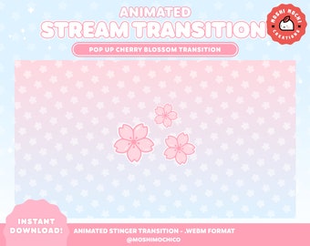 Cherry Blossom Stinger Transition, Twitch Stinger Transition, Cute Scene, Animated Overlay, Japanese Theme, Soft Pastel Aesthetic