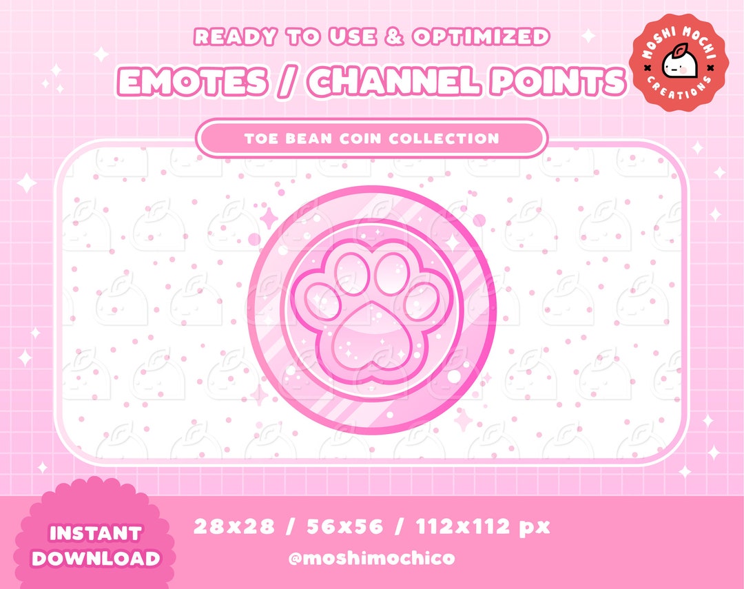Twitch Pastel Pink Toe Bean Paw Coin Emotes / Channel Points / Badges ...