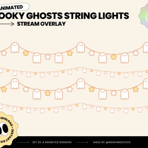 Animated Ghost String Light Overlay, Spooky Twinkle Lights, Halloween Twitch Theme, Vtuber Assets, Streamer Setup, Animated Overlay, Custom