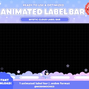 Animated Stream Label Bar / Mystic Cloud Theme / Cute Aesthetic / Stream Overlay / Setup / Custom / Sky / Custom / Star / Moon