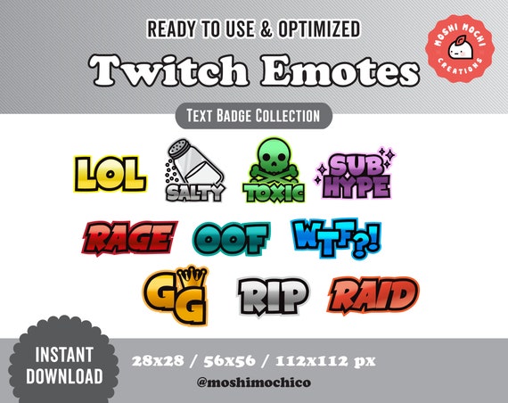 10x Cool Gradient Text Twitch Emotes Badges Streamer Gg Etsy