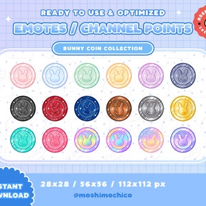 Twitch Channel Point Coins / Emotes / Badges / Bunny Rabbit / Streamer / Pastel / Streamer Graphics / Rainbow / Animal
