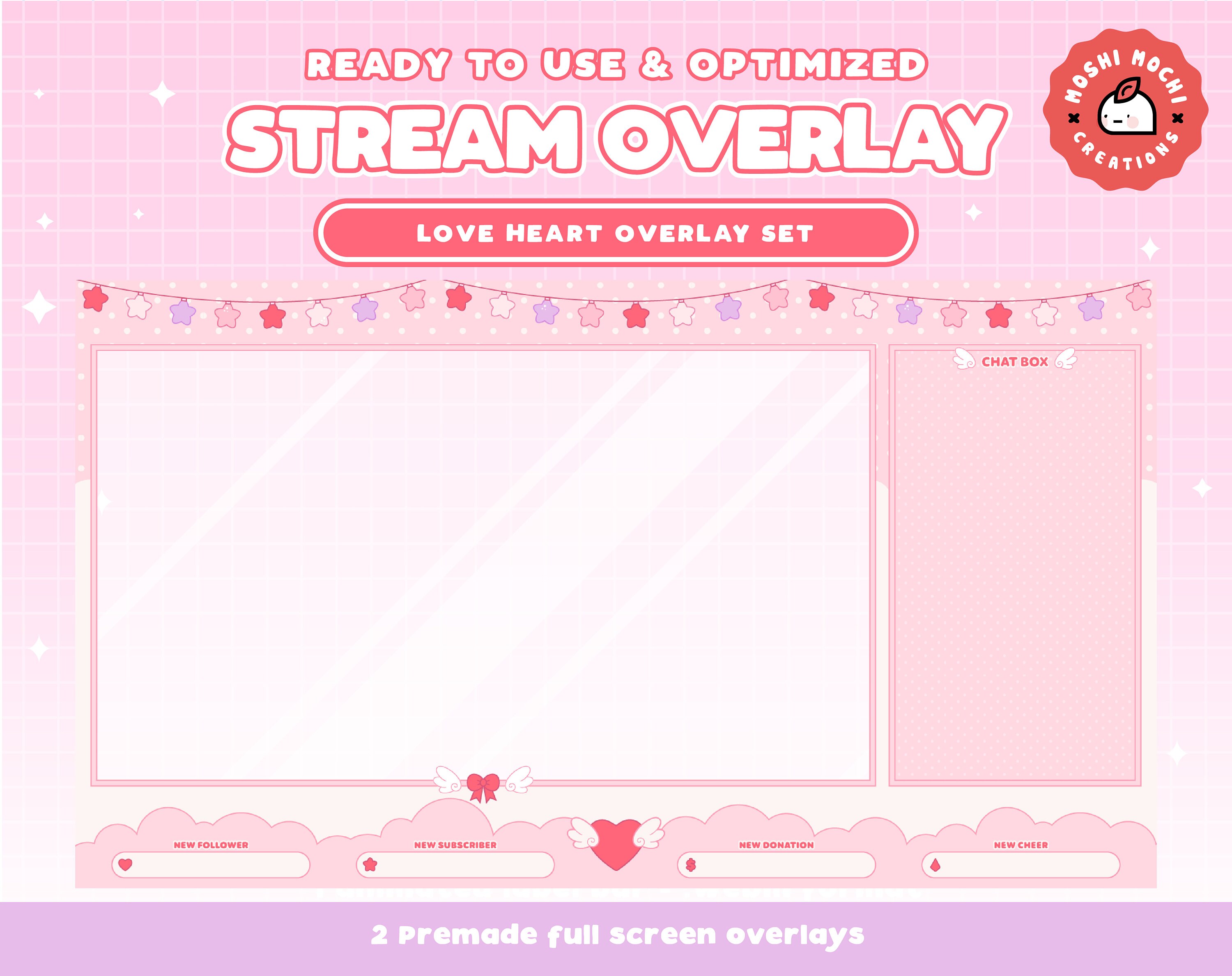 Customizable Twitch Overlay Set | Valentines Stream Package