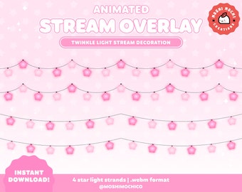 Sovrapposizione animata di luce rosa stella / Luci a stella scintillante / Estetica carina / Configurazione flusso / Sovrapposizione / Personalizzata / Pastello / Personalizzata