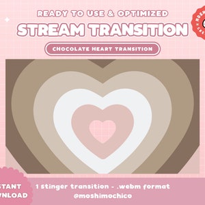 Animated Twitch Stinger Transition / Scene Transition / Video / Brown Chocolate Hearts / Cute / Kawaii / Neutral / Love