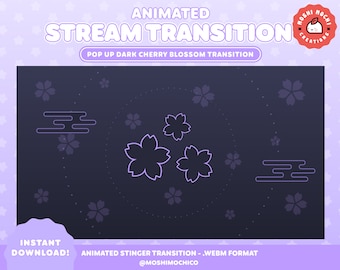 Dark Cherry Blossom Stinger Transition, Twitch Stinger Transition, Cute Scene, Animated Overlay, Japanese Theme, Lofi Aesthetic