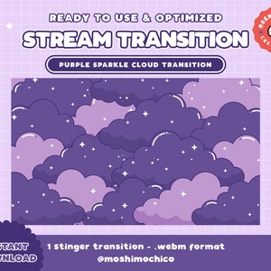 Twitch Stinger Transition | Stream Transition | Purple Spooky Overlay | Cloud | Cute Stream Setup | Kawaii | Sparkle | Overlay | Screen
