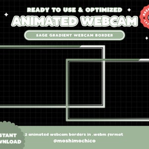 Animated Sage Green Webcam Border for Streaming / Camera Overlay / Cam Frame / Streamer Setup / Gamer / Custom