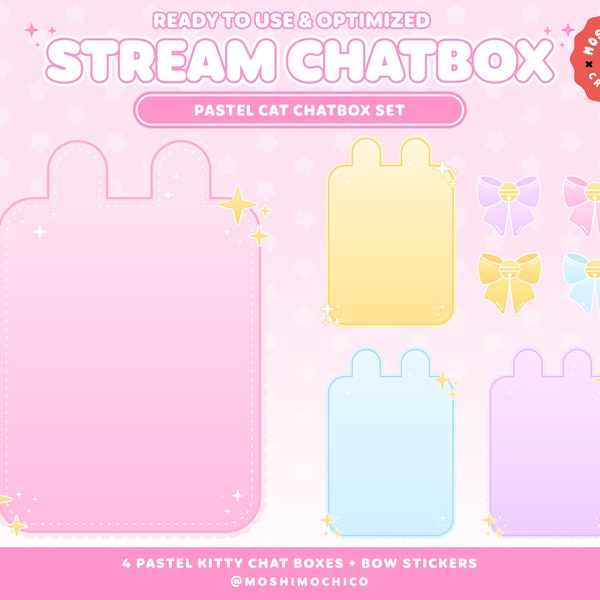 Pastel Bunny Chat Box for Twitch, Custom Stream Overlay, Cute Aesthetic, Stream Setup, Vtuber Just Chatting Scene, Cozy, Kawaii