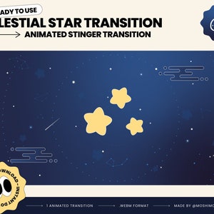 Celestial Starry Sky Stinger Transition, Twitch Stinger Transition, Cute Scene, Animated Overlay, Dark Theme, Lofi Aesthetic, Stream Asset