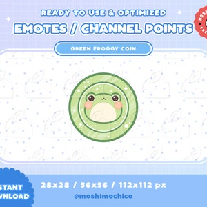 Twitch Frog Channel Point / Emote / Coin / Badges / Kawaii / Streamer / Pastel / Streamer Graphics / Froggy / Vert / Sage