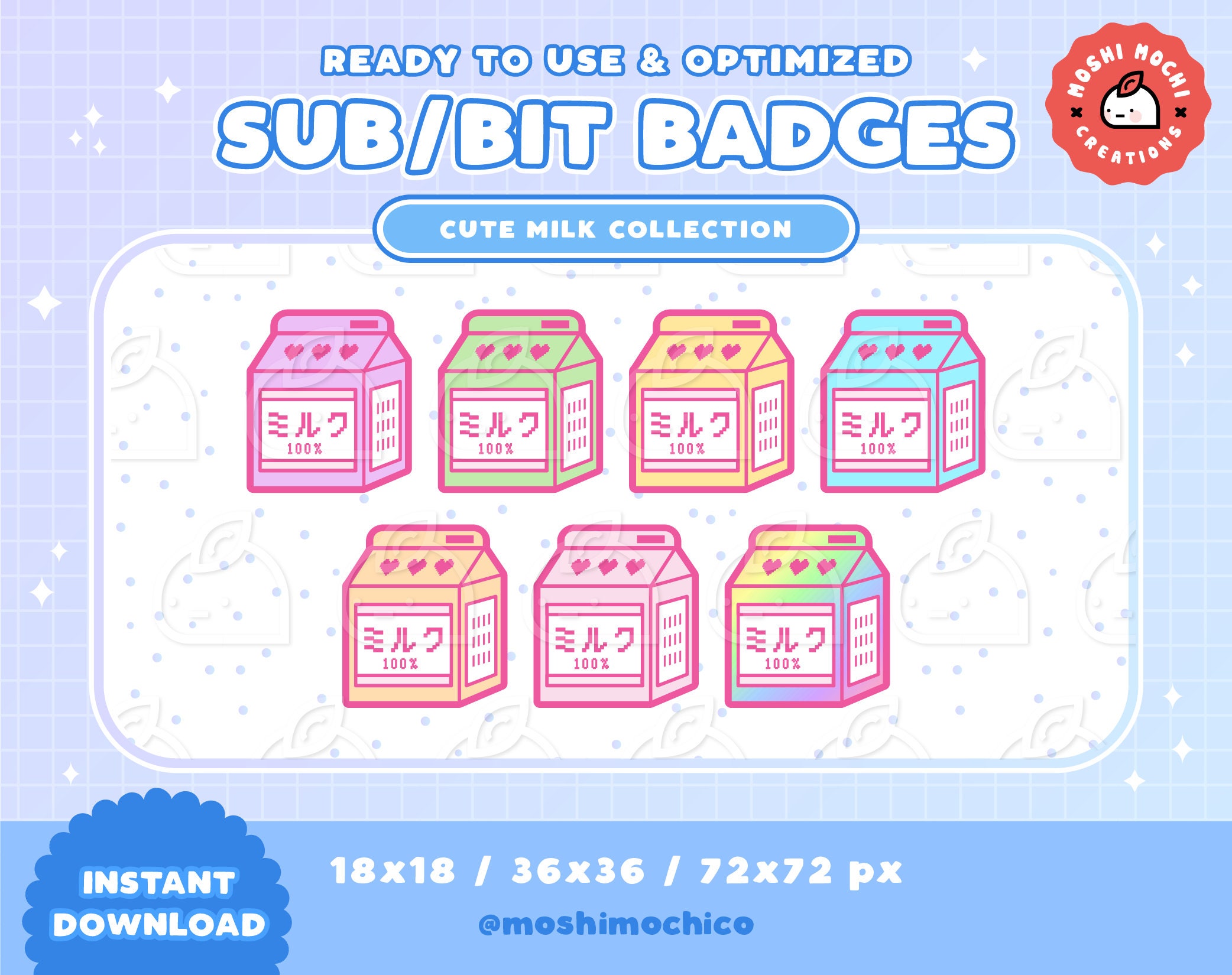 Twitch Sub Badges Bit Badges Kawaii Aesthetic Milk Etsy