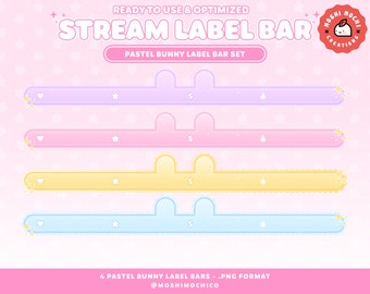 Pastel Bunny Label Bar for Twitch, Custom Stream Overlay, Cute Aesthetic, Stream Setup, Vtuber Just Chatting Scene, Kitty, Kawaii
