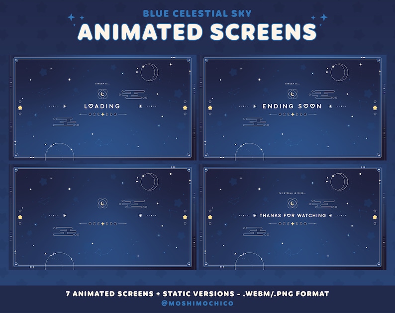Animated Celestial Starry Sky Screens for Twitch, Stream Scenes ...
