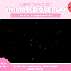 Complemento animado Pink Heart Stream / Decoración Stream / Estética relajante y linda / Configuración de flujo / Superposición / Fondo de vtuber personalizado / Pastel