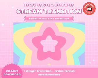 Cute Star Twitch Stinger Transition - Colorful Pastel / Cute / Kawaii / Magic / Stream / Stream Setup / Love / Aesthetic / Magical